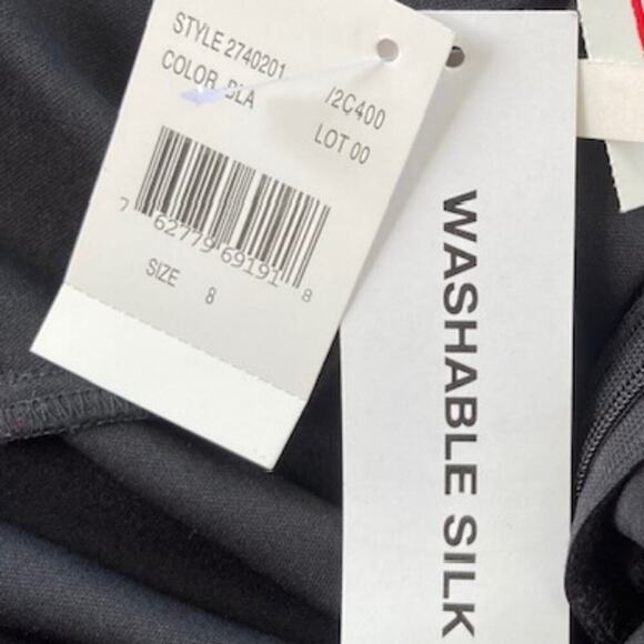 Jonathan Martin NWT 100% SILK Black Chiffon Ruched Cocktail Dress 8 Witchycore - Picture 5 of 8